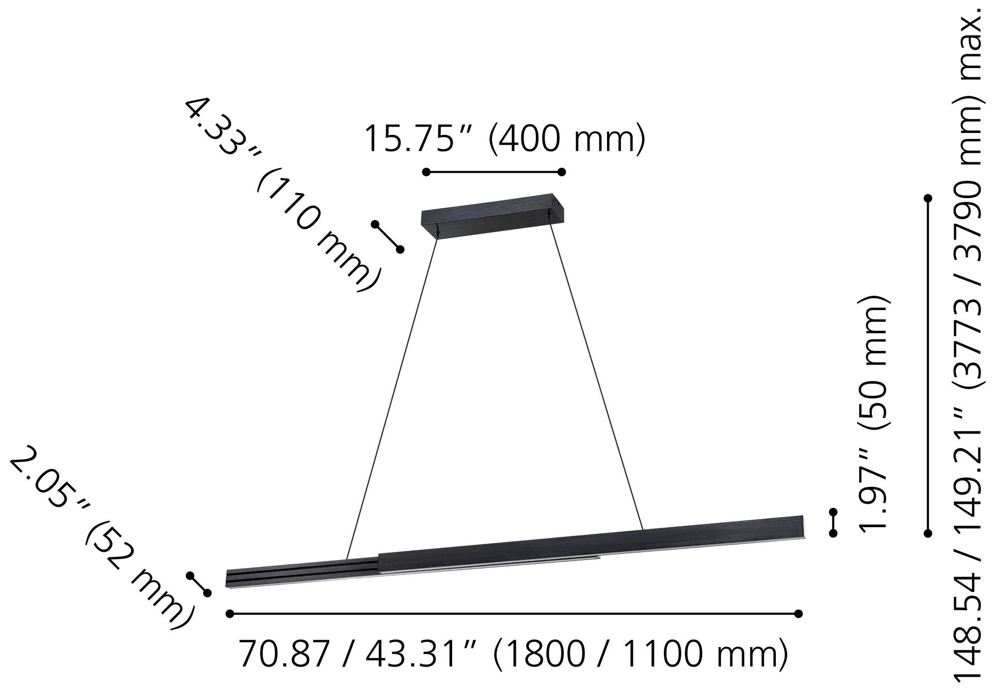 Image 2 Eglo Montebuono 2 Light Brushed Black Aluminum Expandable LED Pendant more views