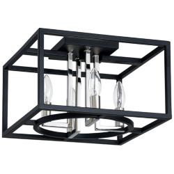 Eglo Mundazo 13" Wide Black and Chrome 4-Light Ceiling Light