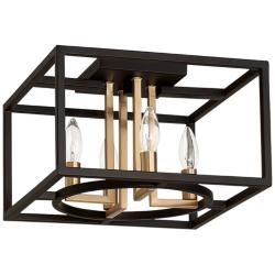 Eglo Mundazo 13" Wide Black and Gold 4-Light Open Box Ceiling Light