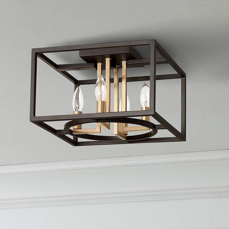 Image 1 Eglo Mundazo 13" Wide Black and Gold 4-Light Open Box Ceiling Light