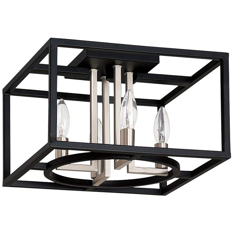 Image 2 Eglo Mundazo 13" Wide Nickel and Black Rectangular Box Ceiling Light