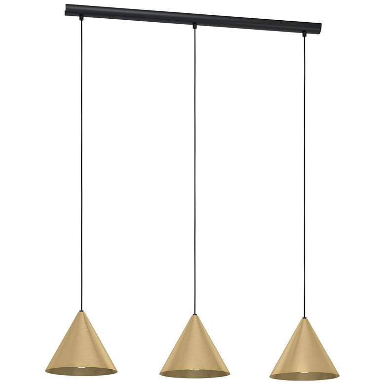 Image 2 Eglo Narices 31 1/2"W Black and Brass 3-Light Linear Pendant