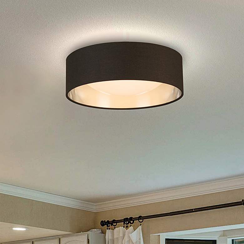Image 2 Eglo Orme 12" Wide Black and Brushed Nickel LED Modern Ceiling Light