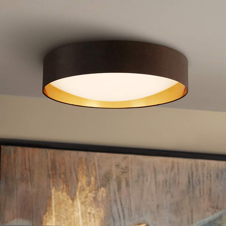 Image 2 Eglo Orme 20" Wide Black and Gold Modern LED Ceiling Light