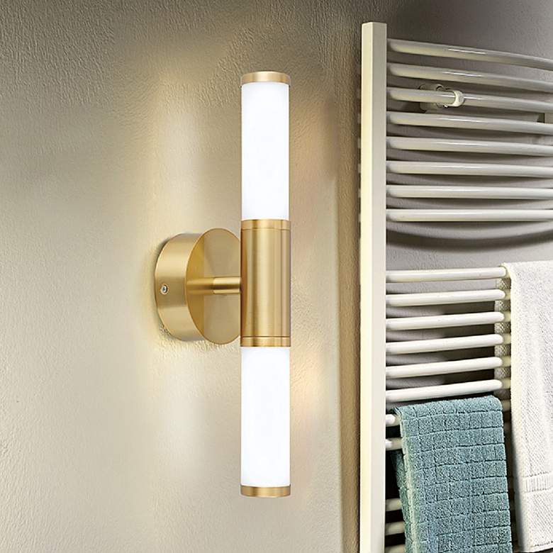 Image 1 Eglo Palmera 1 17" High Brushed Gold 2-Light LED Wall Sconce