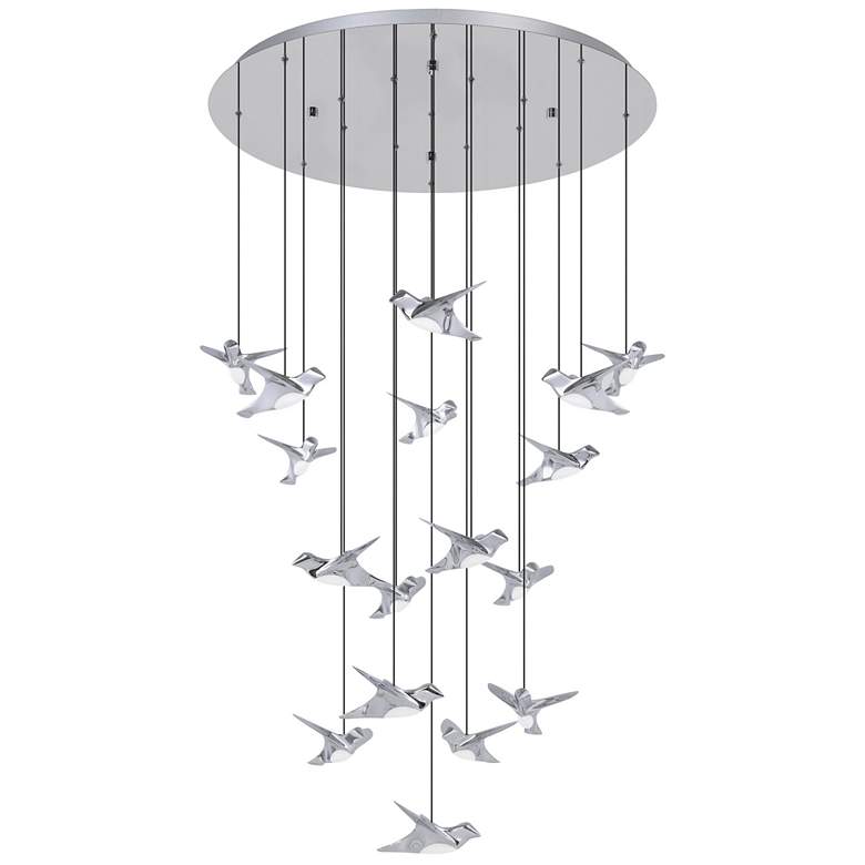 Image 1 Eglo Paratebueno 1 33 inch 17 Light Chrome 3CCT LED Pendant Light