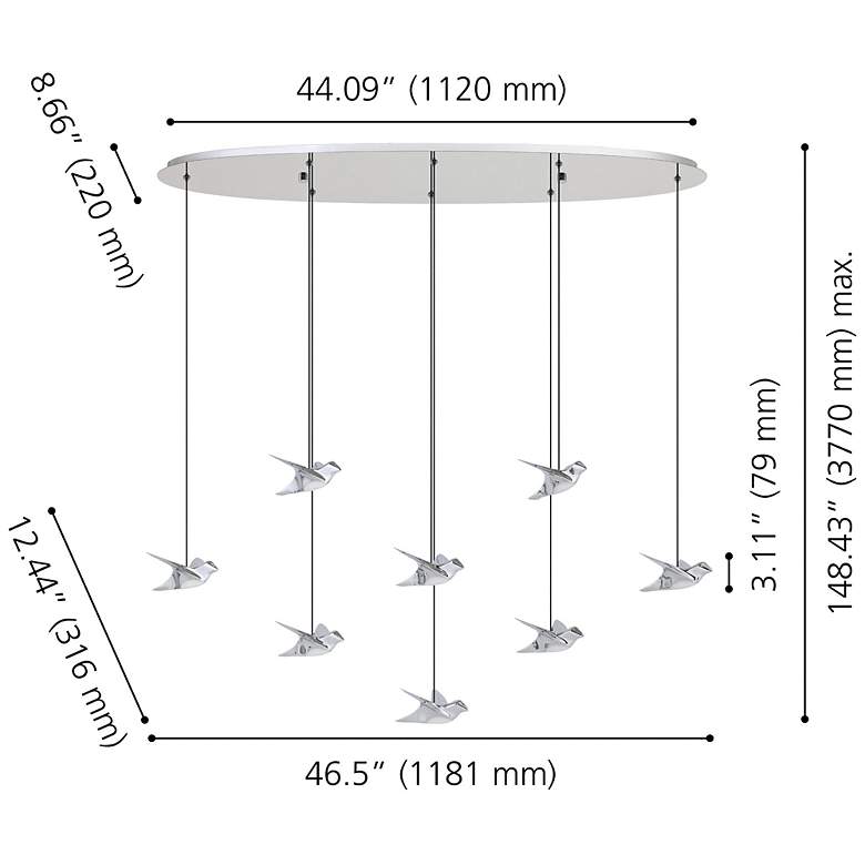 Image 2 Eglo Paratebueno 1 46" 8 Light Chrome 3CCT LED Pendant Light more views