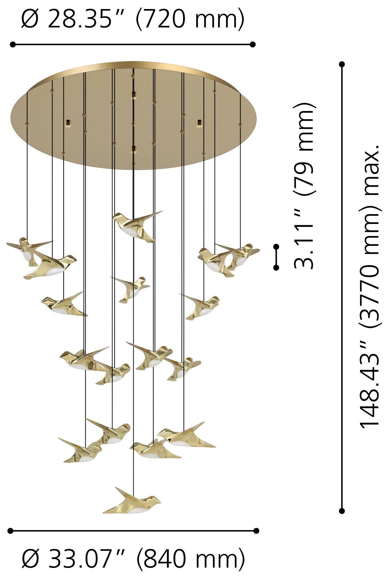 Image 2 Eglo Paratebueno 2 33 inch 17 Light Brass 3CCT LED Pendant Light more views