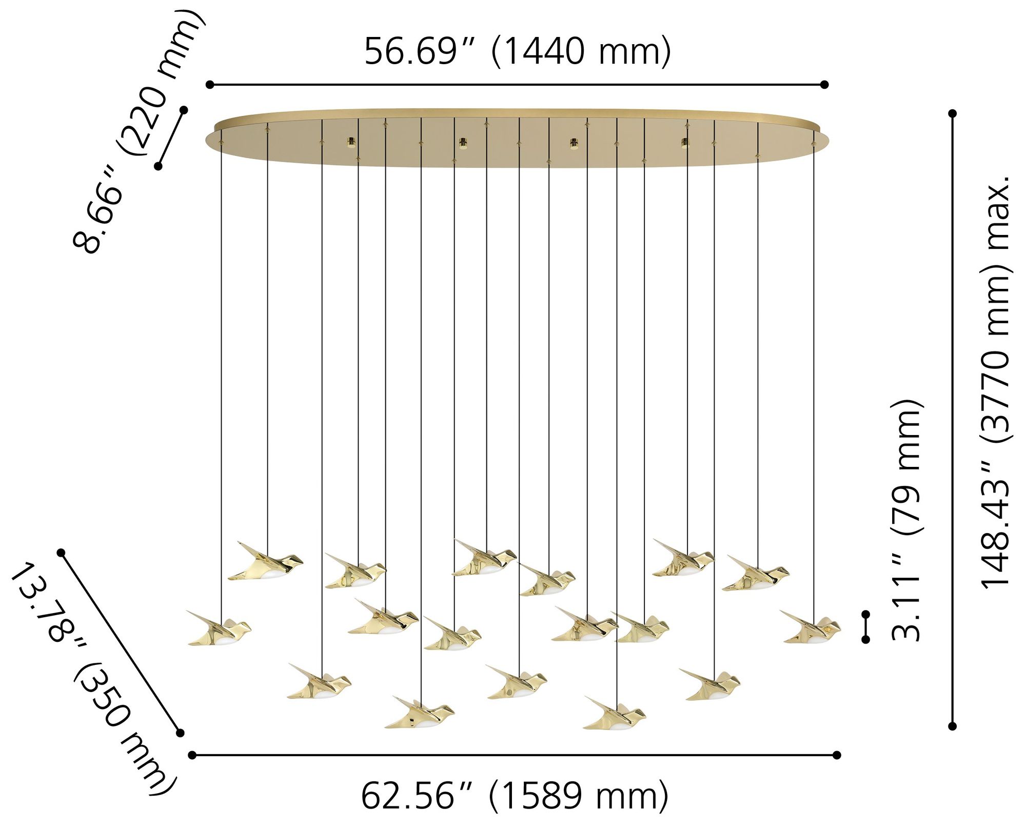Image 2 Eglo Paratebueno 2 62 inch 17 Light Brass 3CCT LED Pendant Light more views