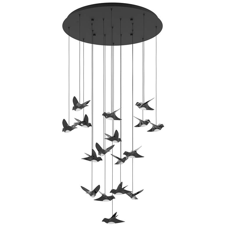 Image 1 Eglo Paratebueno 33" 17 Light Black and Black Chrome 3CCT LED Pendant