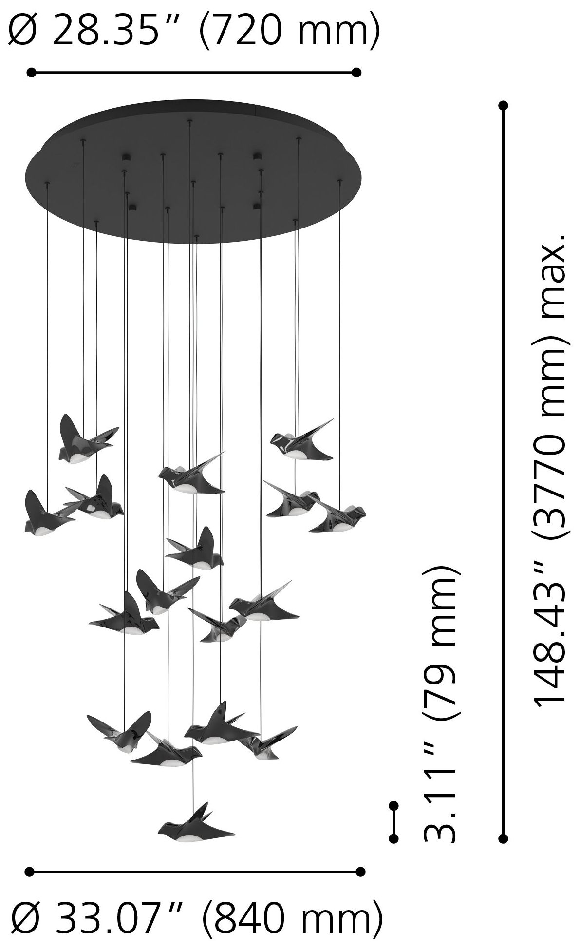 Image 2 Eglo Paratebueno 33" 17 Light Black and Black Chrome 3CCT LED Pendant more views