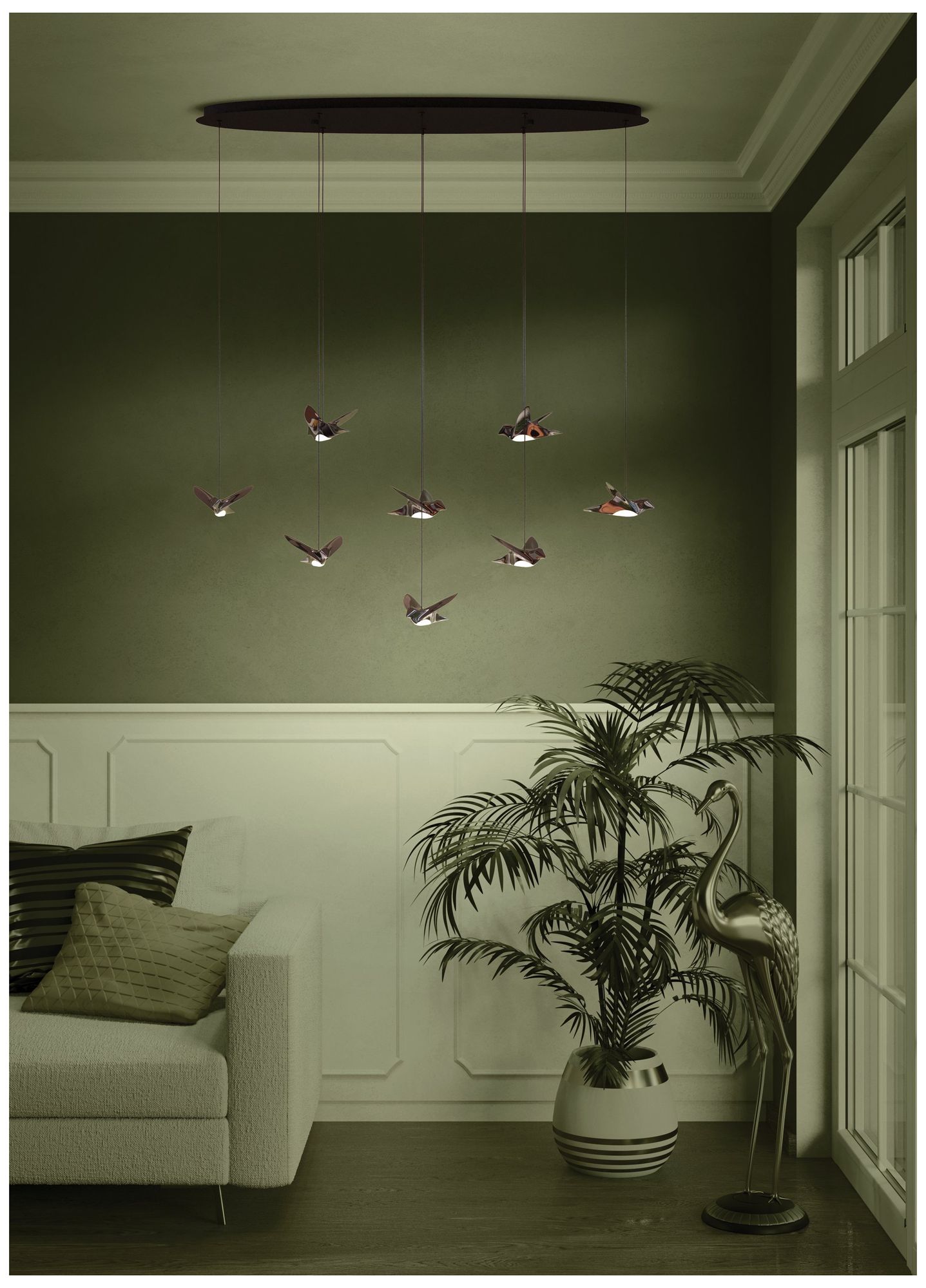 Image 6 Eglo Paratebueno 46" 8 Light Black and Black Chrome LED Pendant Light more views