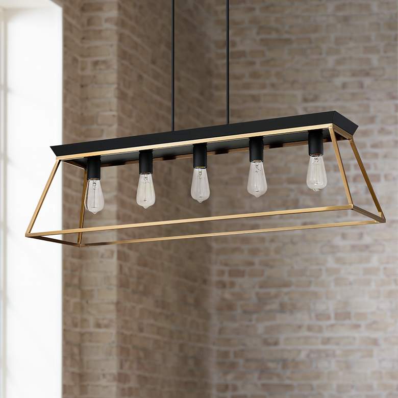 Image 1 Eglo Paulino 11 1/2"W Brushed Gold and Matte Black Pendant