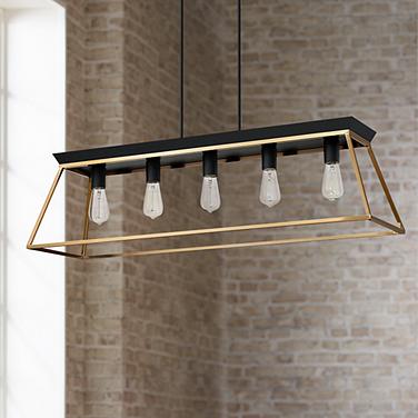 Eglo Paulino 11 1/2"W Brushed Gold and Matte Black Pendant