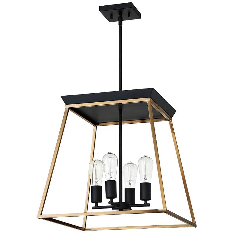 Eglo Paulino 18&quot; Wide Matte Black and Brushed Gold Pendant Light