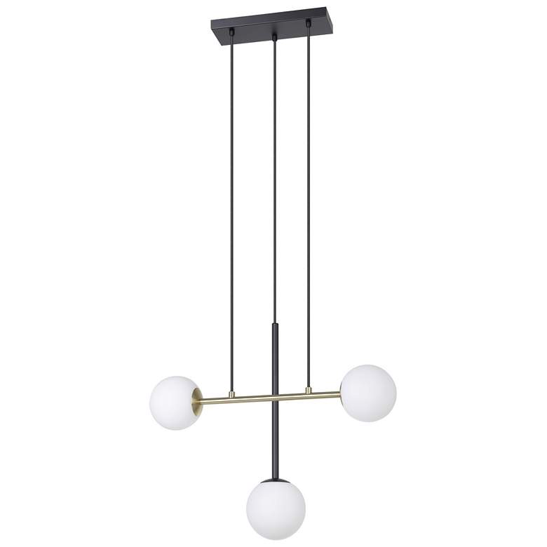 Image 1 Eglo Paz 3 Light Black & Brushed Gold Pendant with White Glass Shades