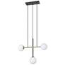 1_Eglo Paz 3 Light Black & Brushed Gold Pendant with White Glass Shades
