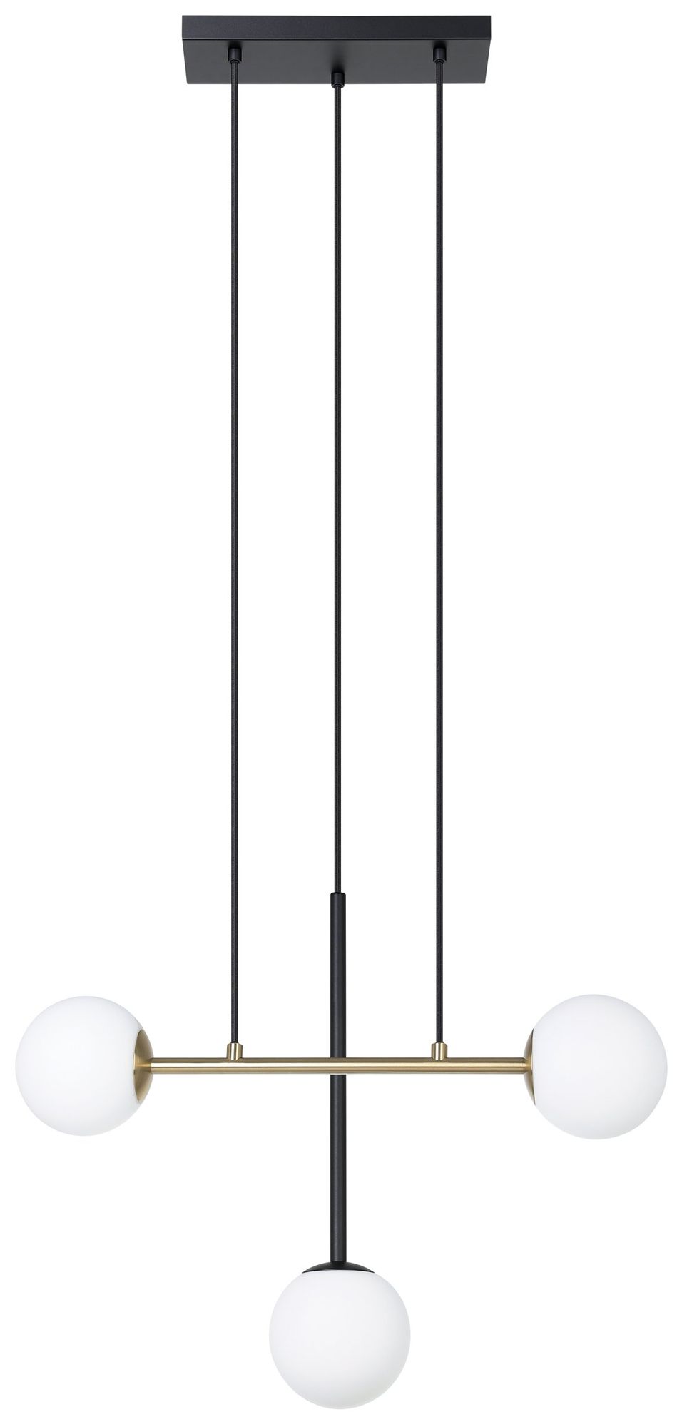 Image 3 Eglo Paz 3 Light Black & Brushed Gold Pendant with White Glass Shades more views