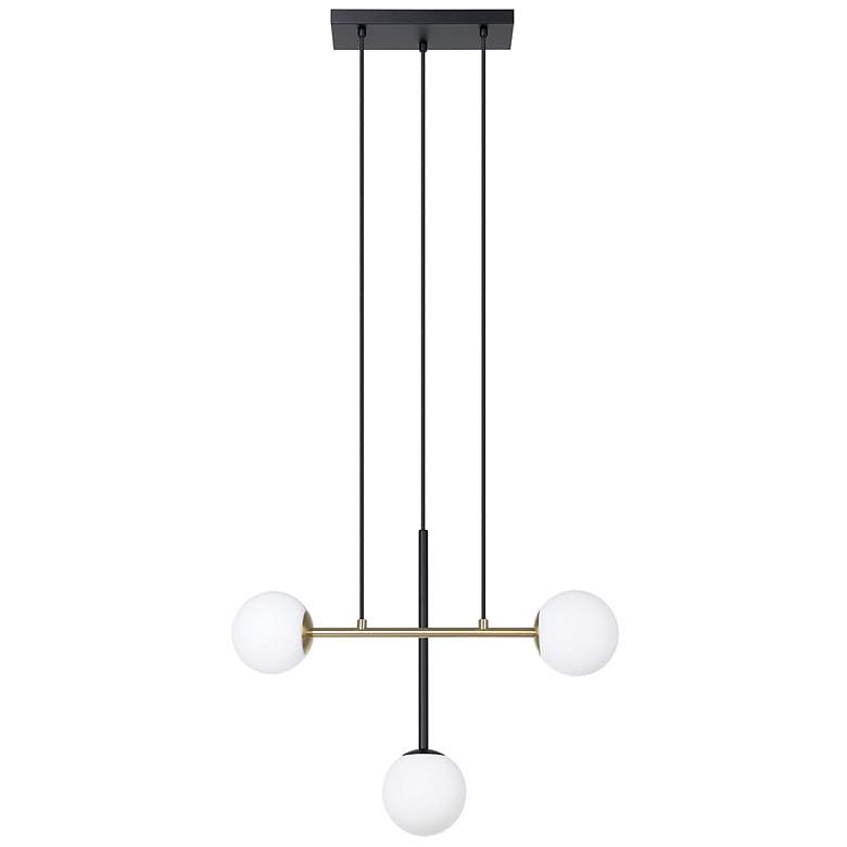 Image 3 Eglo Paz 3 Light Black & Brushed Gold Pendant with White Glass Shades more views