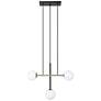 3_Eglo Paz 3 Light Black & Brushed Gold Pendant with White Glass Shades more views