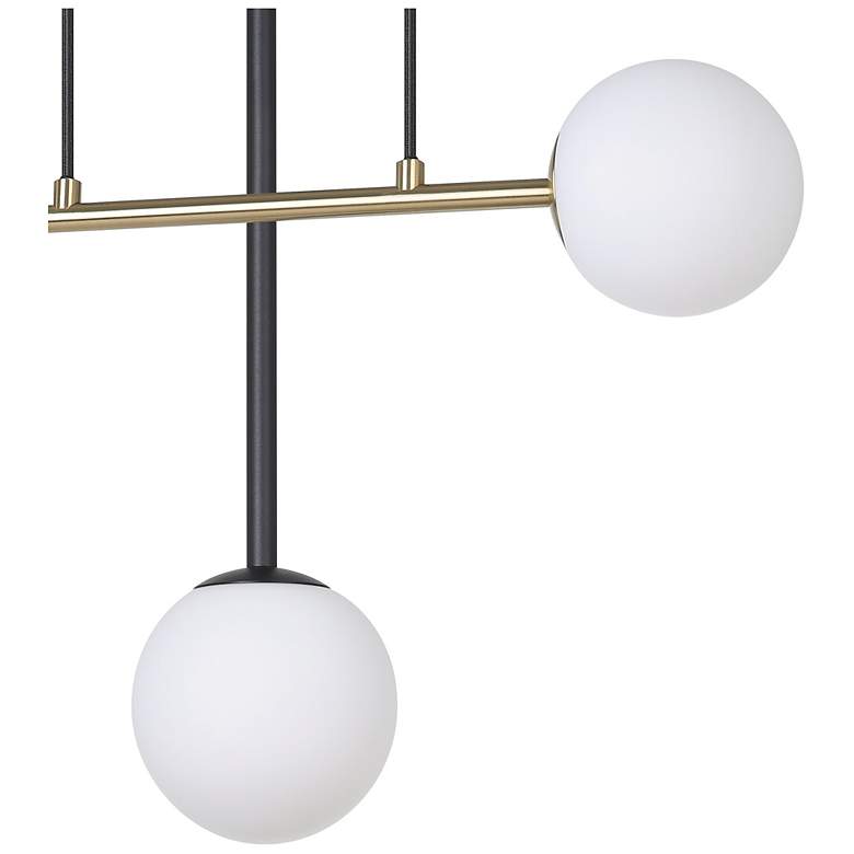 Image 4 Eglo Paz 3 Light Black & Brushed Gold Pendant with White Glass Shades more views