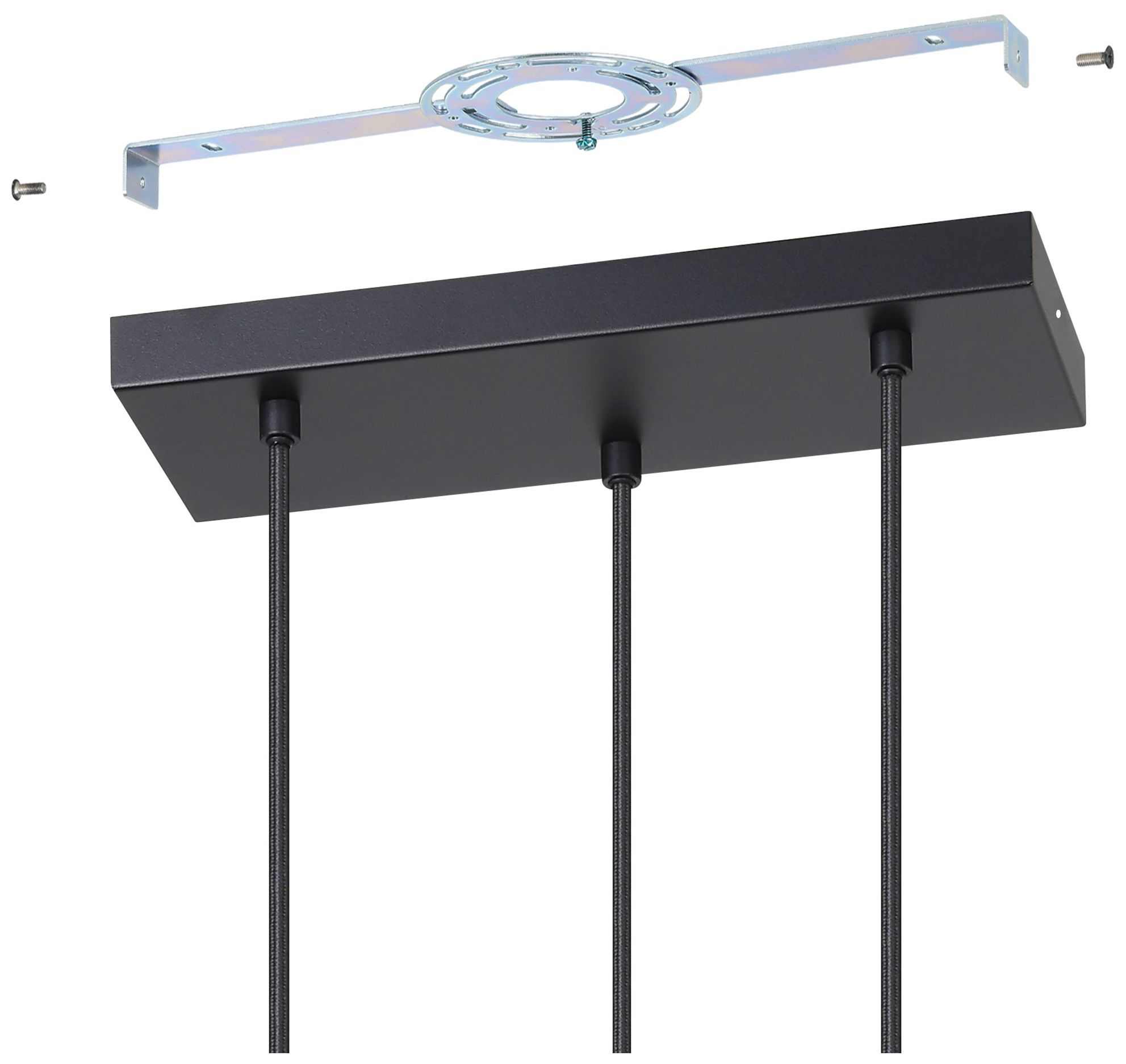 Image 5 Eglo Paz 3 Light Black & Brushed Gold Pendant with White Glass Shades more views