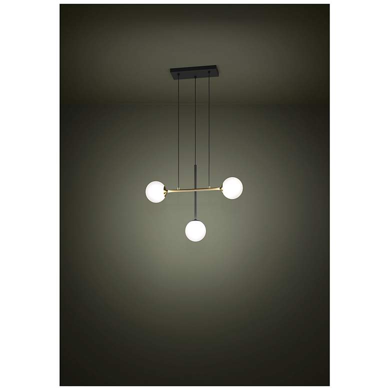 Image 6 Eglo Paz 3 Light Black & Brushed Gold Pendant with White Glass Shades more views