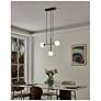 7_Eglo Paz 3 Light Black & Brushed Gold Pendant with White Glass Shades more views