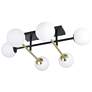 1_Eglo Paz 6 Light Black & Brushed Gold Semi-Flush Mount, White Glass Shades