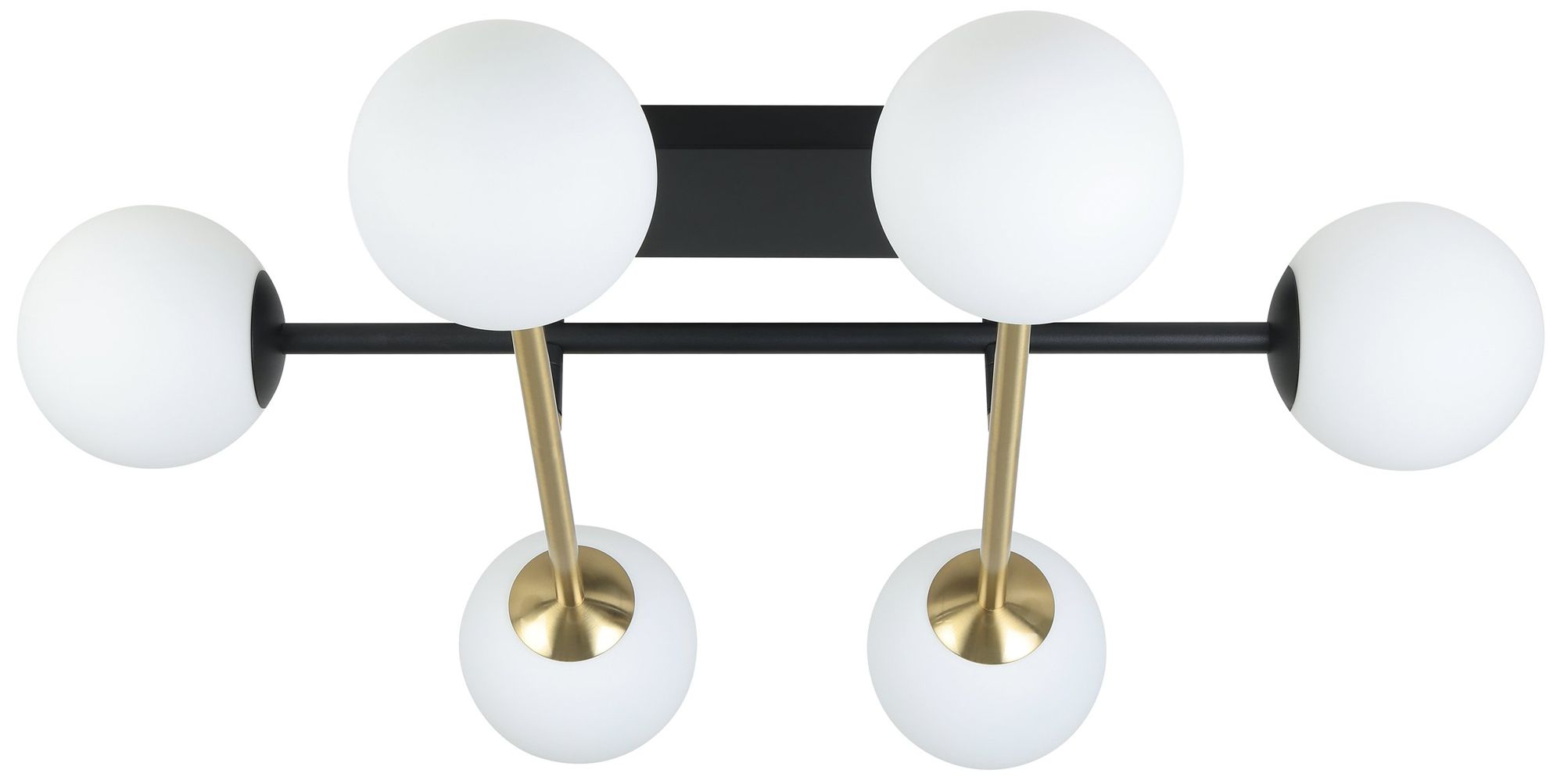 Image 3 Eglo Paz 6 Light Black & Brushed Gold Semi-Flush Mount, White Glass Shades more views