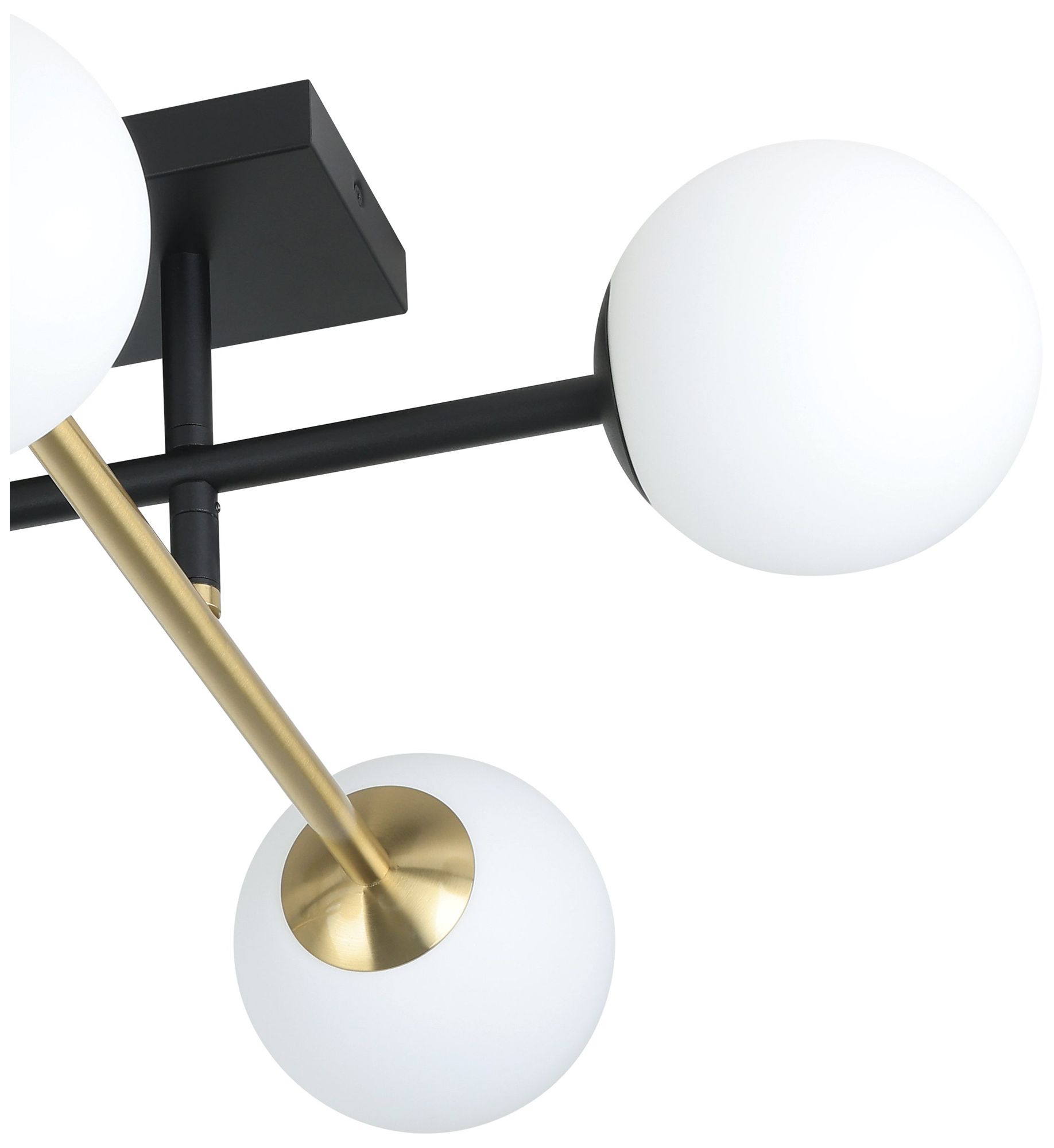 Image 4 Eglo Paz 6 Light Black & Brushed Gold Semi-Flush Mount, White Glass Shades more views