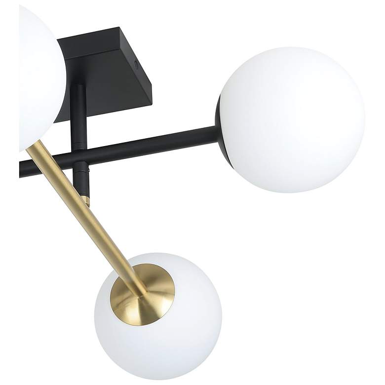 Image 4 Eglo Paz 6 Light Black & Brushed Gold Semi-Flush Mount, White Glass Shades more views