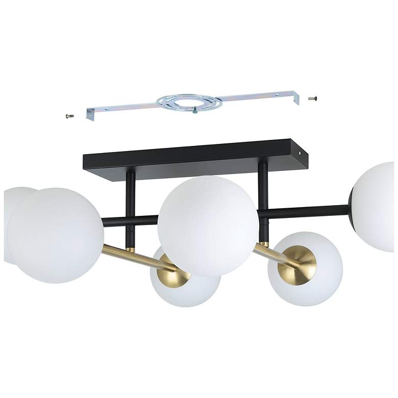 Image 5 Eglo Paz 6 Light Black & Brushed Gold Semi-Flush Mount, White Glass Shades more views