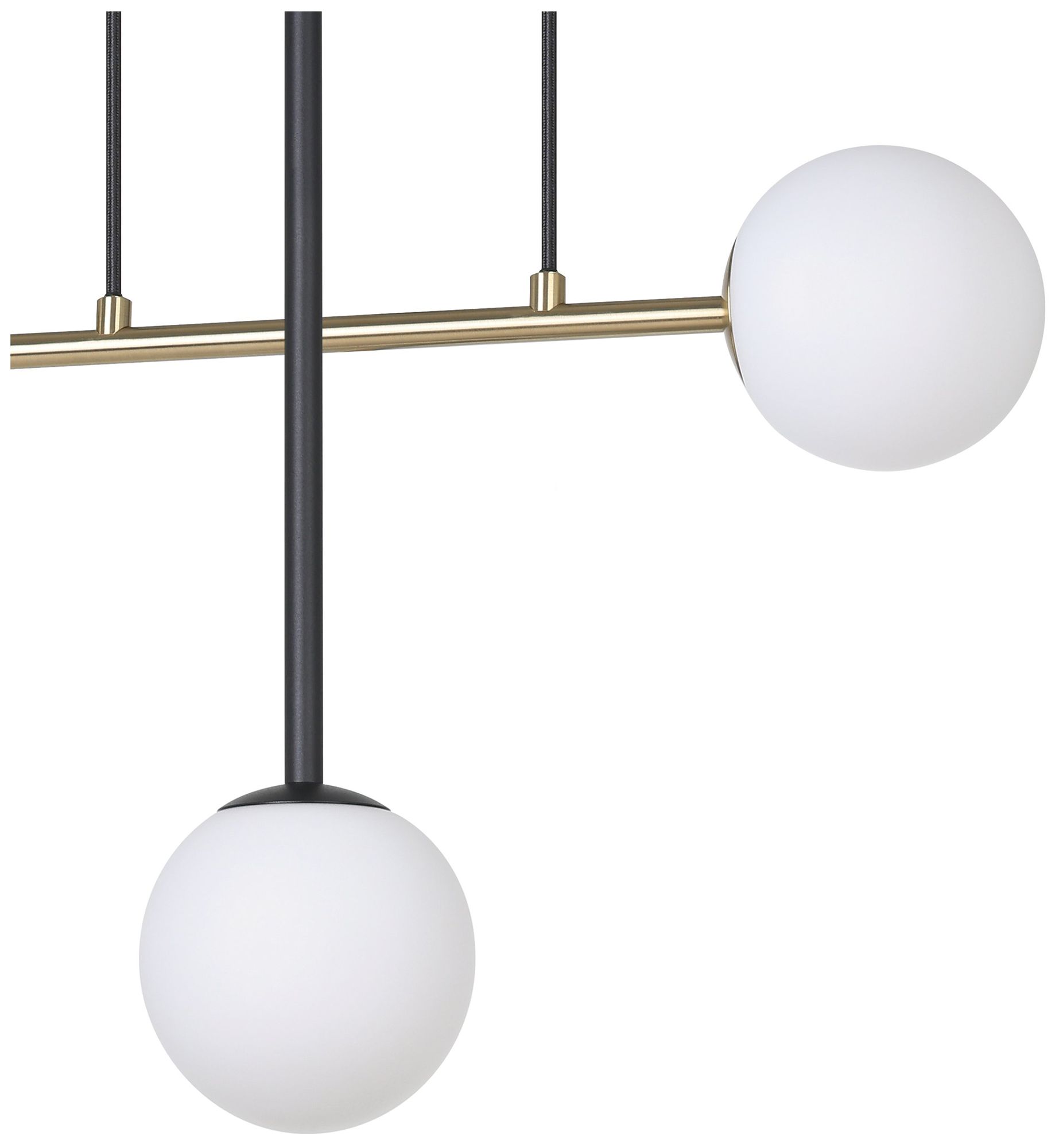 Image 4 Eglo Paz 7 Light Black and Brushed Gold Pendant w/ White Glass Shades more views