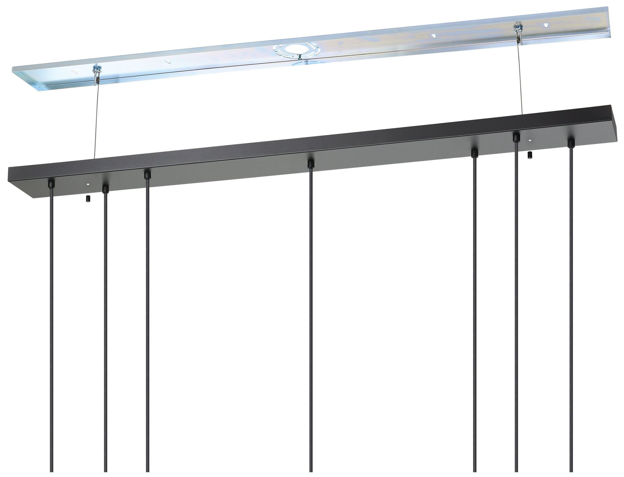 Image 5 Eglo Paz 7 Light Black and Brushed Gold Pendant w/ White Glass Shades more views