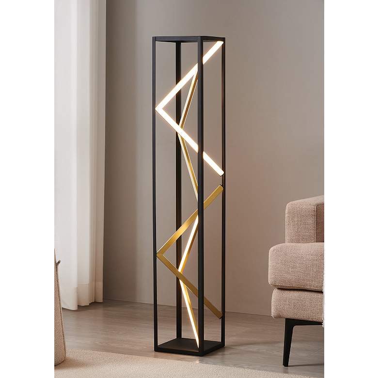 Image 1 Eglo Penela Black and Gold 3CCT LED Floo