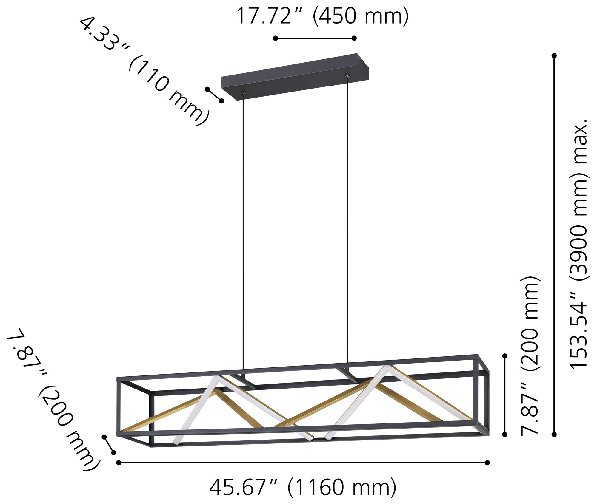 Image 2 Eglo Penela Black and Gold 3CCT LED Pendant Light more views