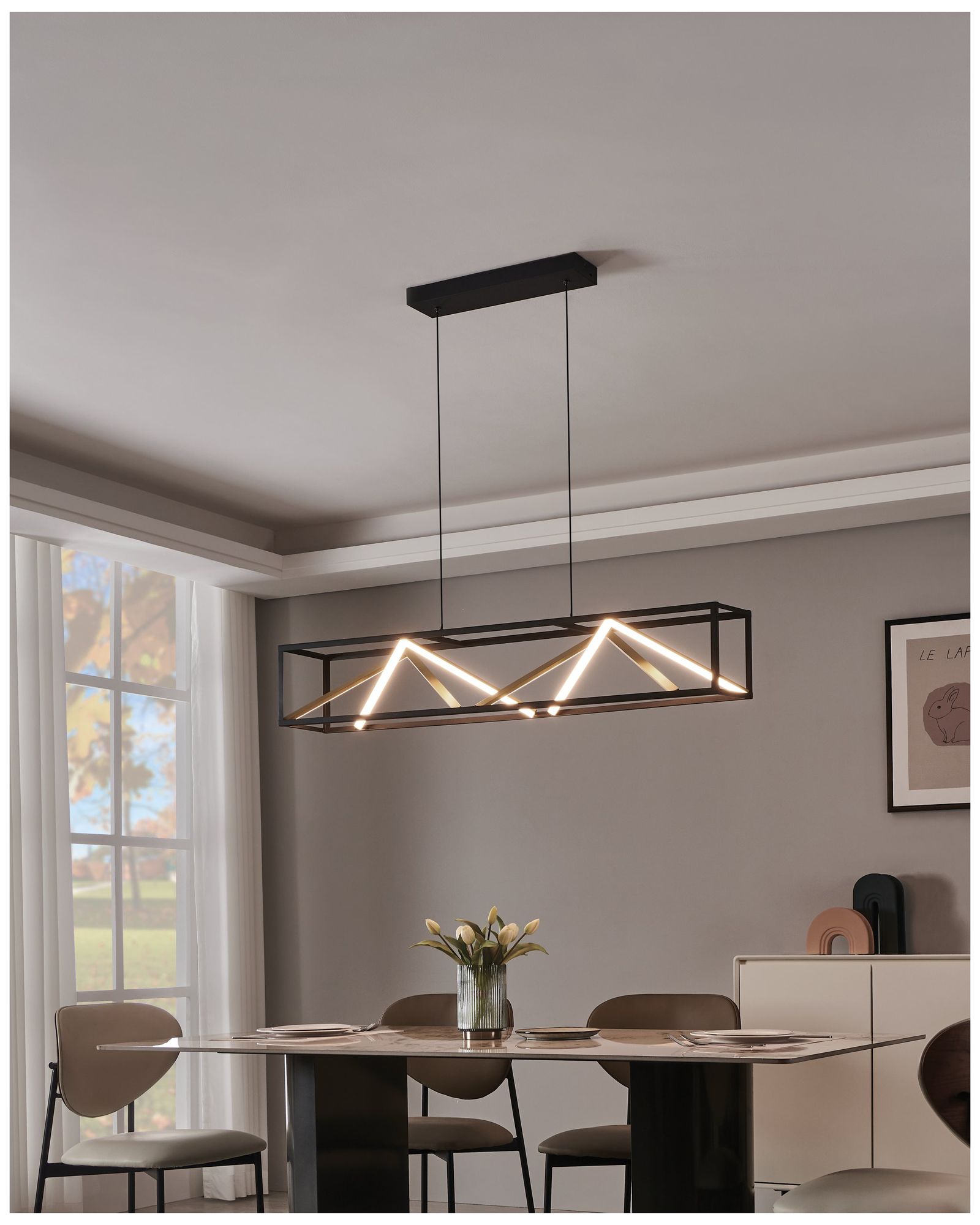 Image 7 Eglo Penela Black and Gold 3CCT LED Pendant Light more views