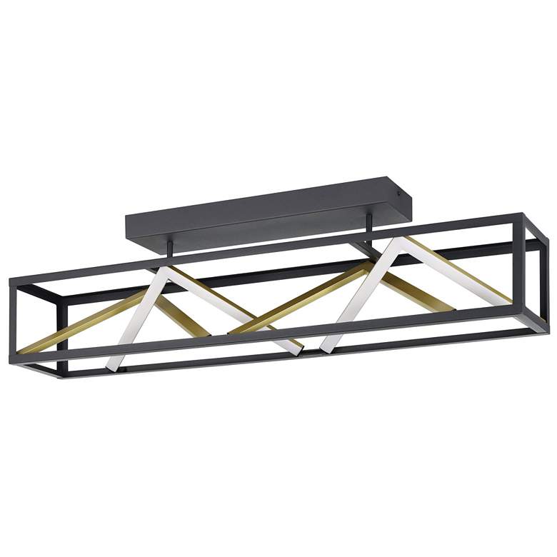 Image 1 Eglo Penela Black and Gold 3CCT LED Semi-Flush Mount