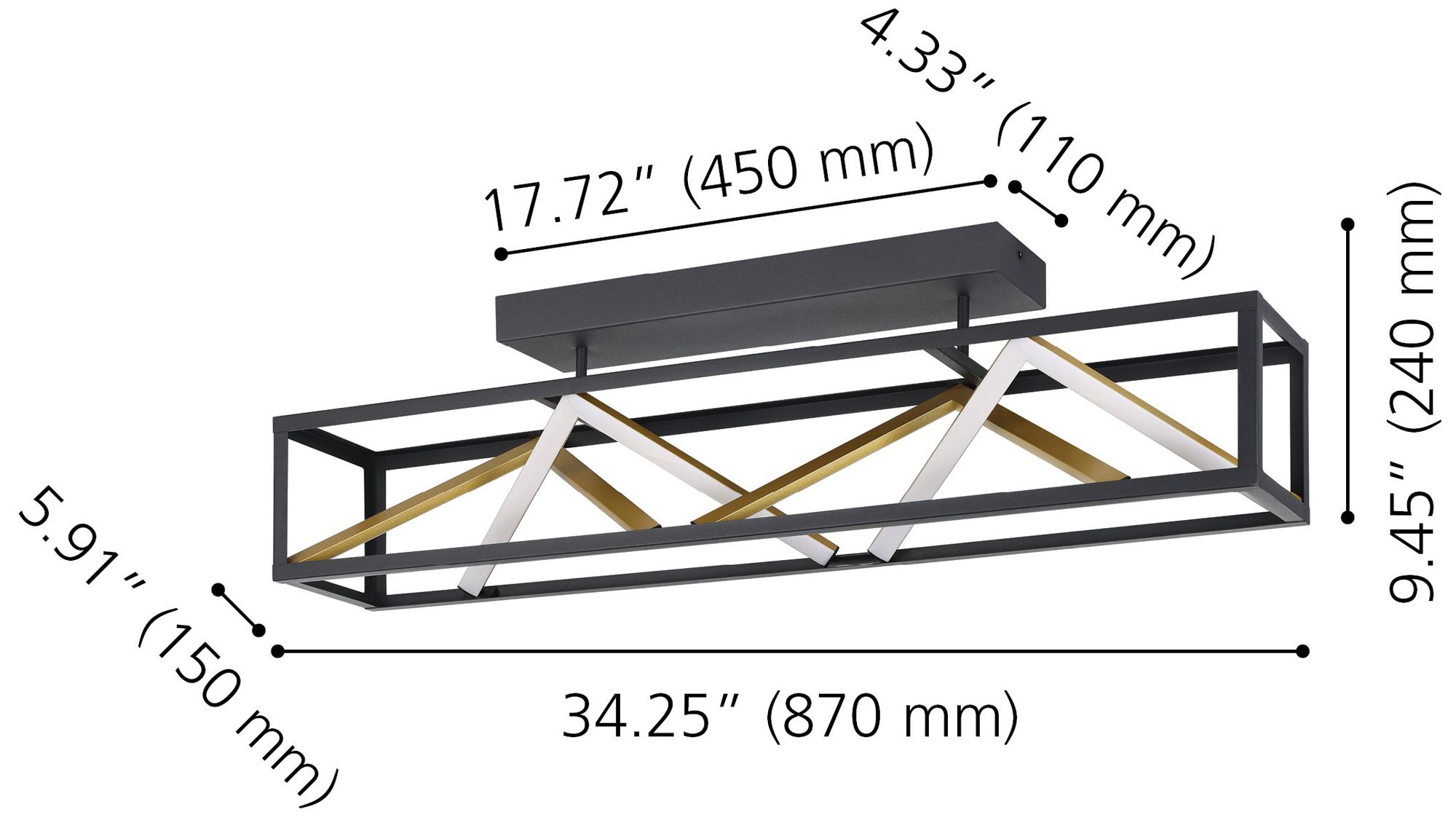 Image 2 Eglo Penela Black and Gold 3CCT LED Semi-Flush Mount more views