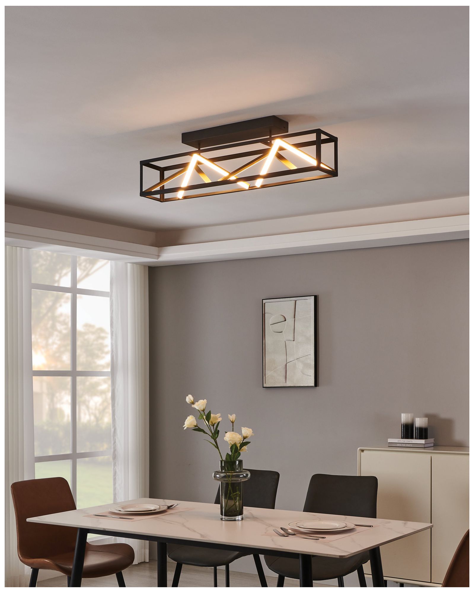 Image 6 Eglo Penela Black and Gold 3CCT LED Semi-Flush Mount more views