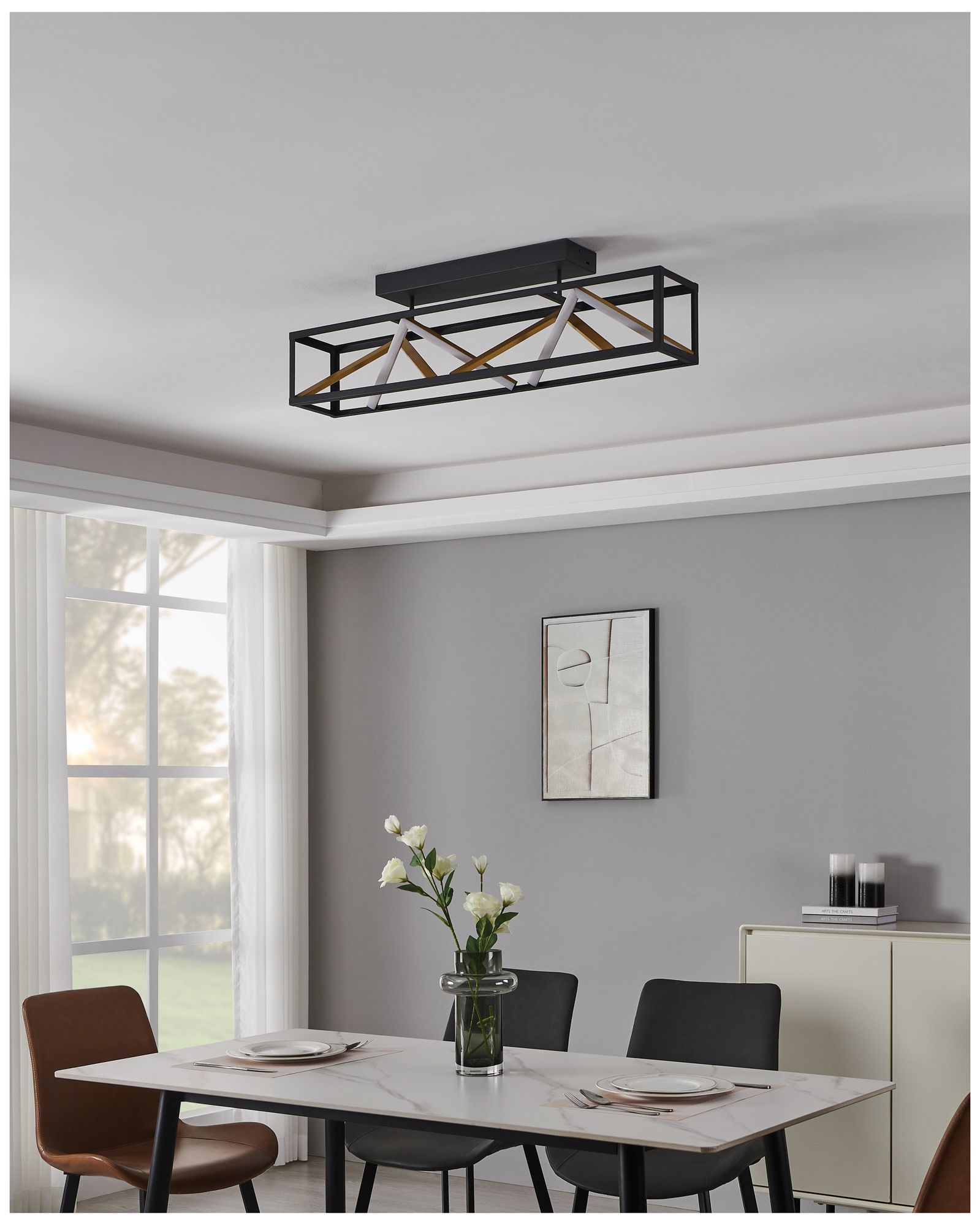 Image 7 Eglo Penela Black and Gold 3CCT LED Semi-Flush Mount more views