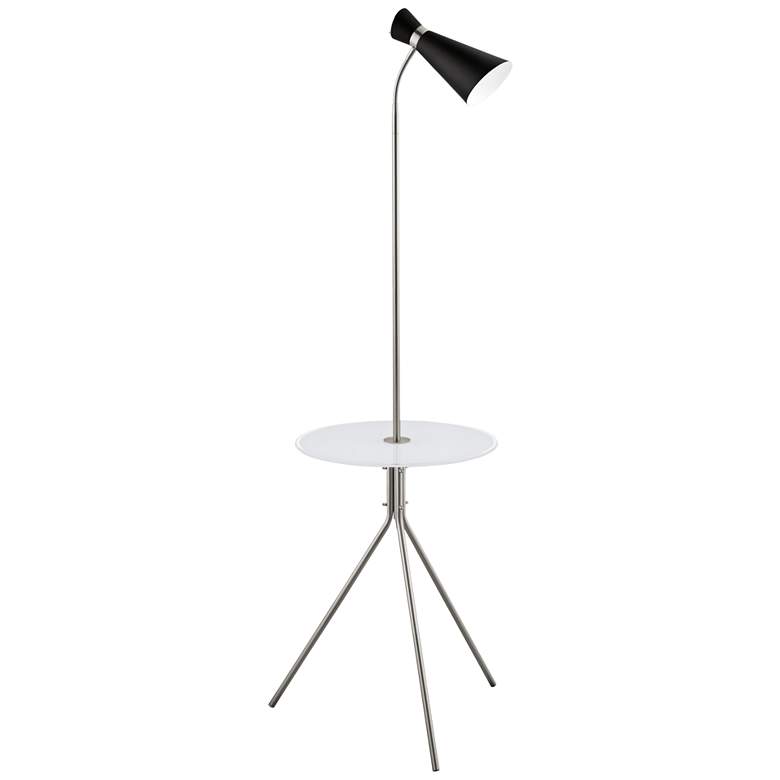 Image 1 Eglo Policara Matte Nickel Tripod Floor Lamp with Tray Table