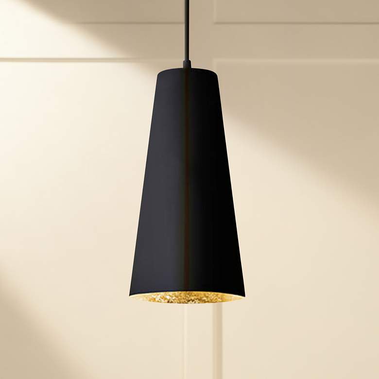 Image 1 Eglo Pratella 5" Wide Structured Black Pendant Light