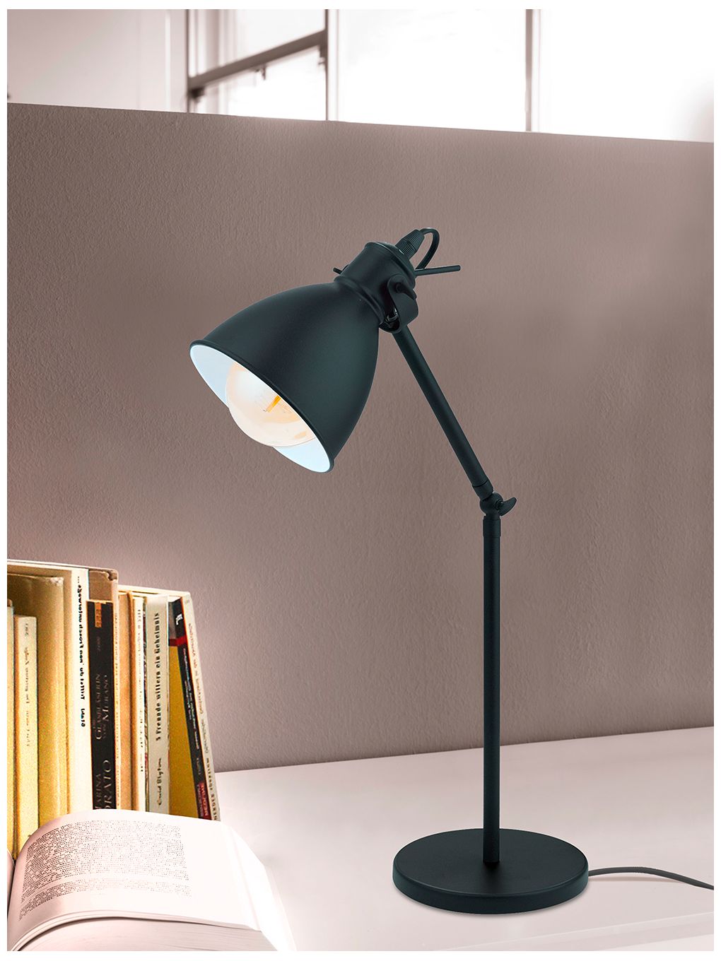 Image 4 Eglo Priddy Black Metal Adjustable Desk Lamp more views