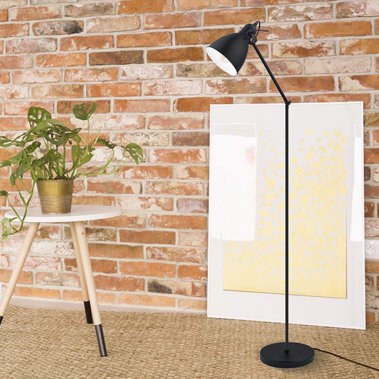 Image 1 Eglo Priddy Black Metal Adjustable Modern Floor Lamp