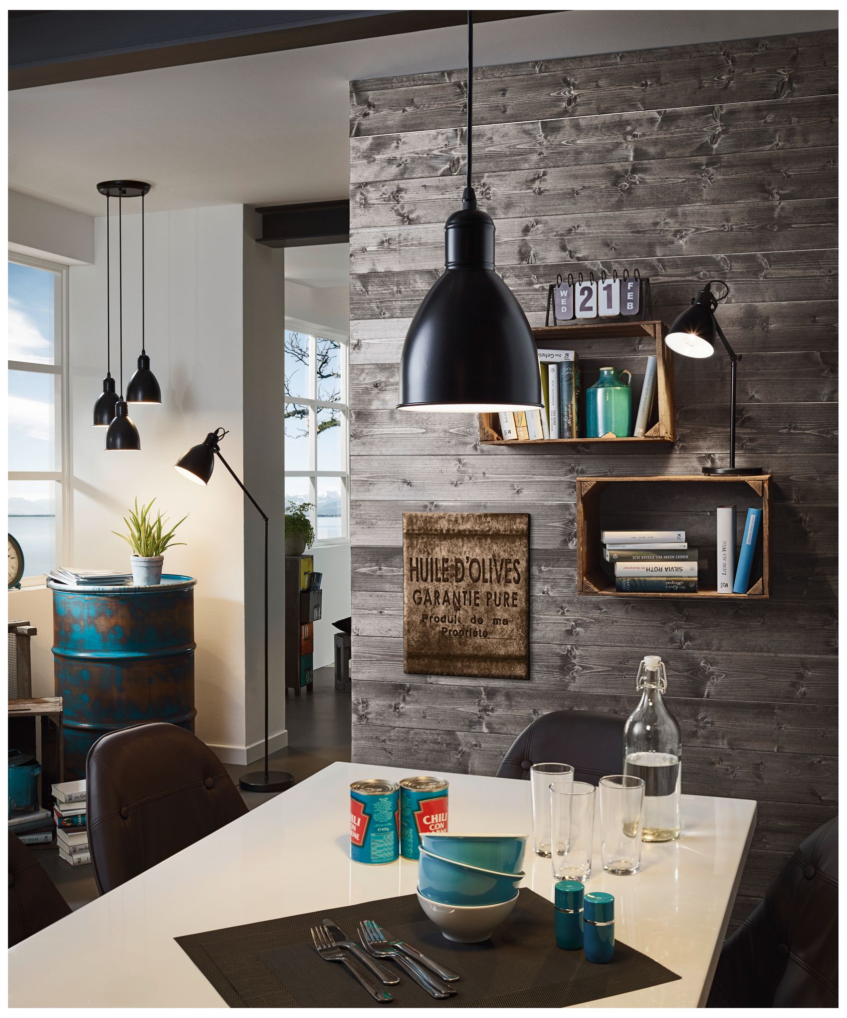 Image 5 Eglo Priddy Black Metal Adjustable Modern Floor Lamp more views