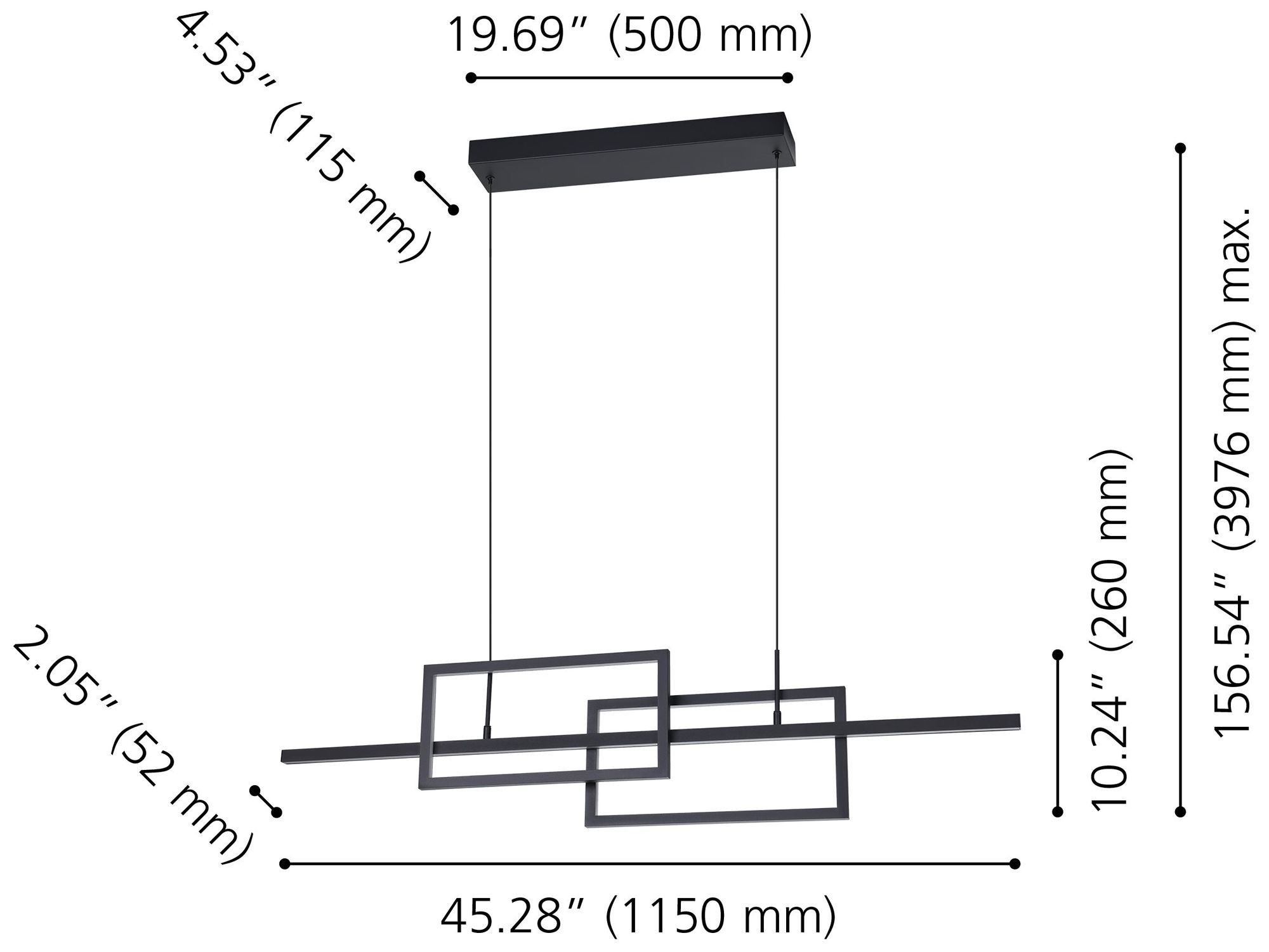 Image 2 Eglo Puebla 45 inch Black 3CCT LED Pendant Light more views