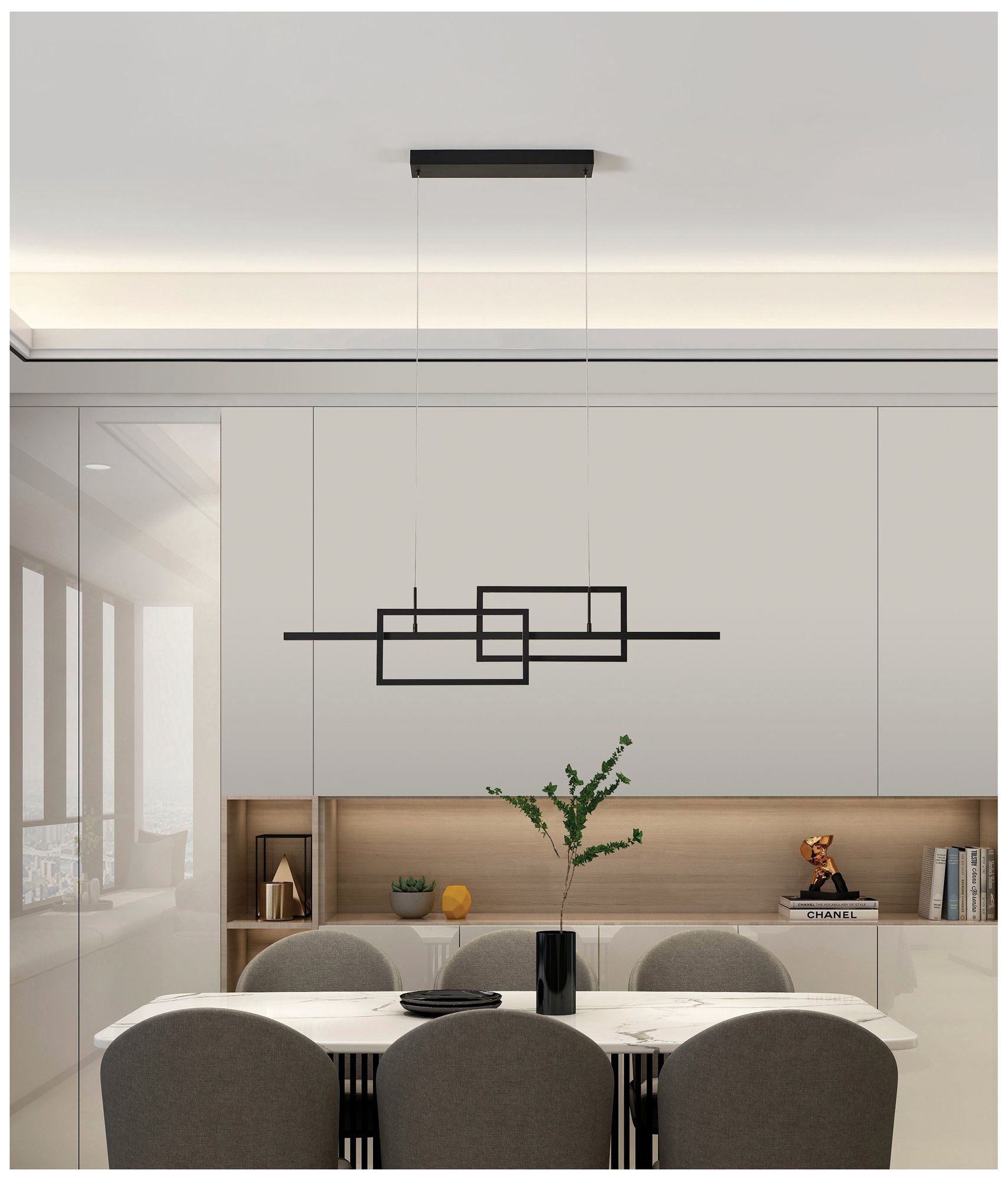 Eglo Puebla 45 inch Black 3CCT LED Pendant Light