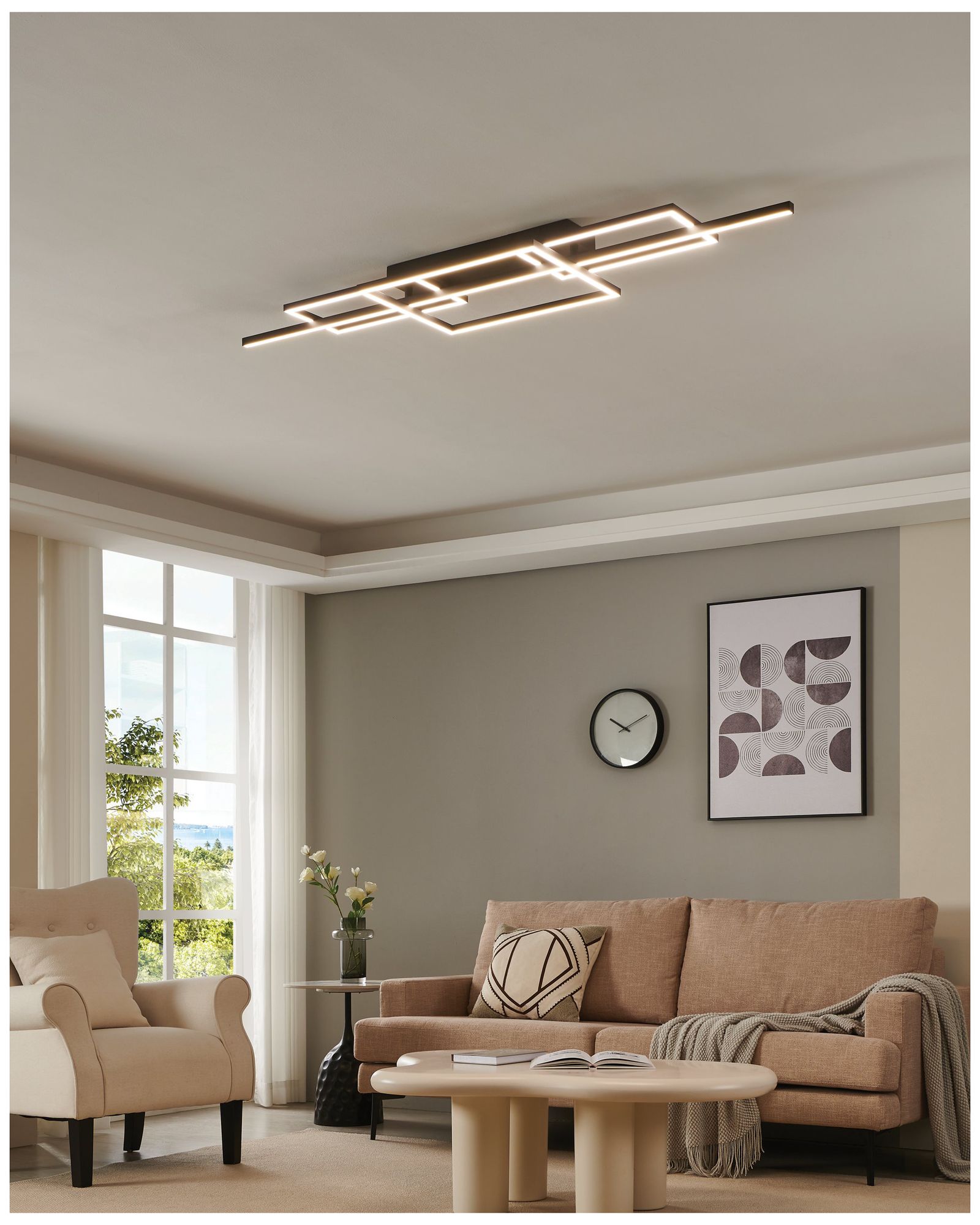 Image 6 Eglo Puebla 59-inch Black 3CCT LED Flush Mount more views